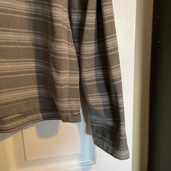 Eddie Bauer mens gray striped fleece quarter zip sweater size large - Picture 3 of 7